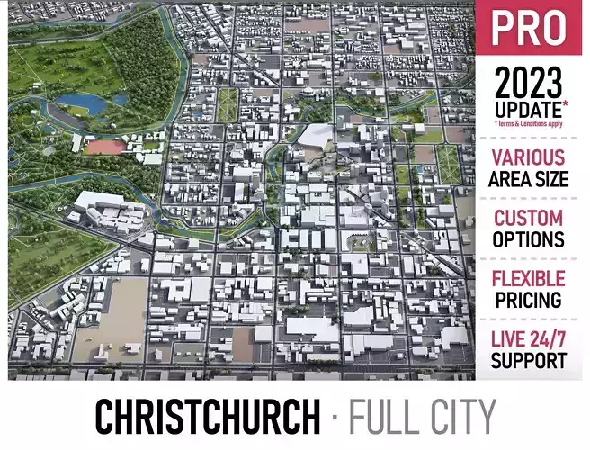 Christchurch Low-poly 3D model