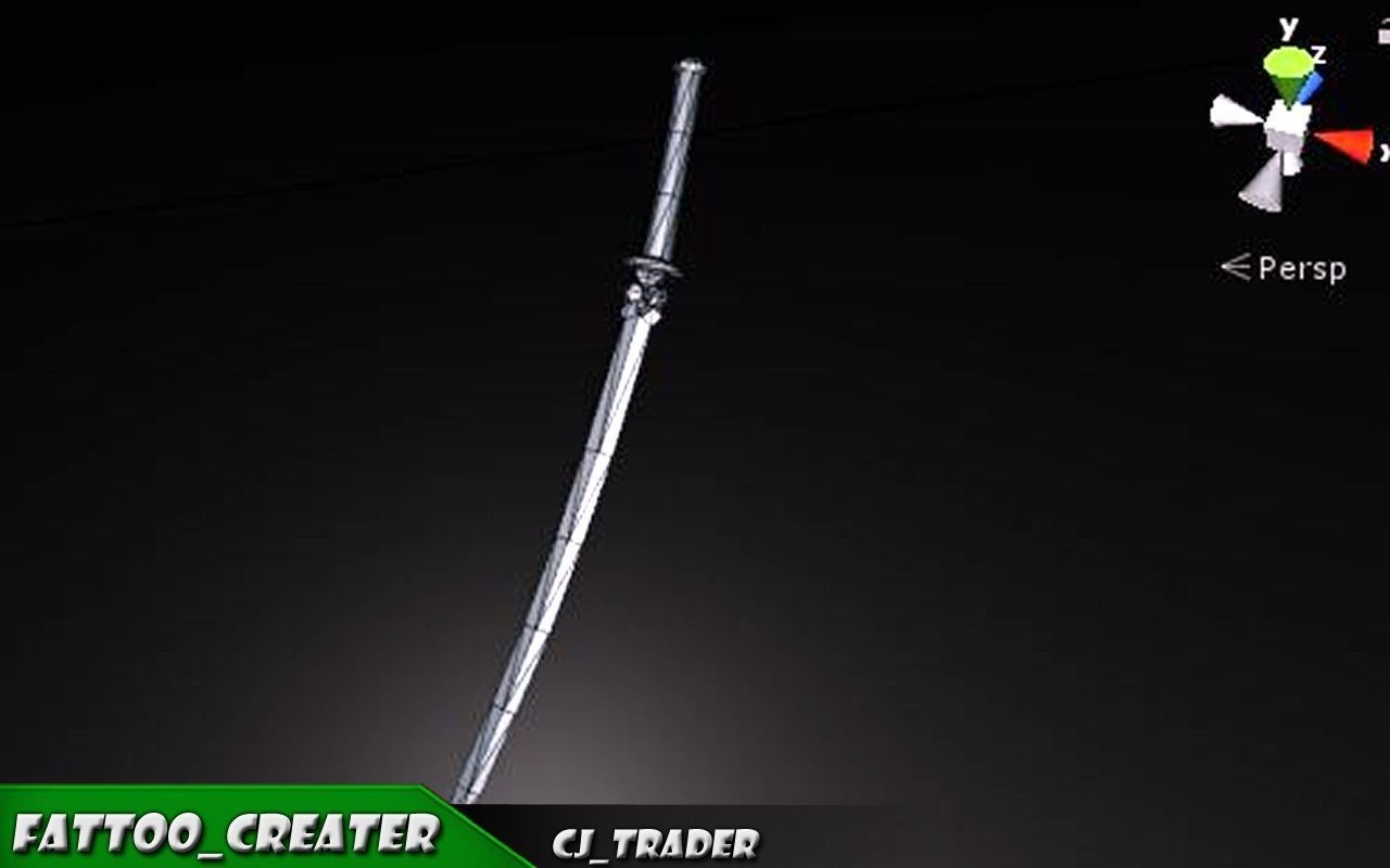 Fantasy Samurai Sword Low-Poly 3d model Low-poly 3D model_6