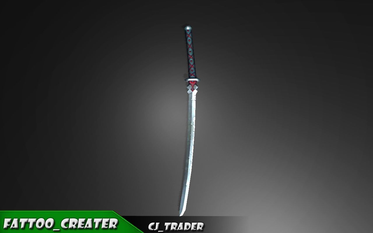 Fantasy Samurai Sword Low-Poly 3d model Low-poly 3D model_2