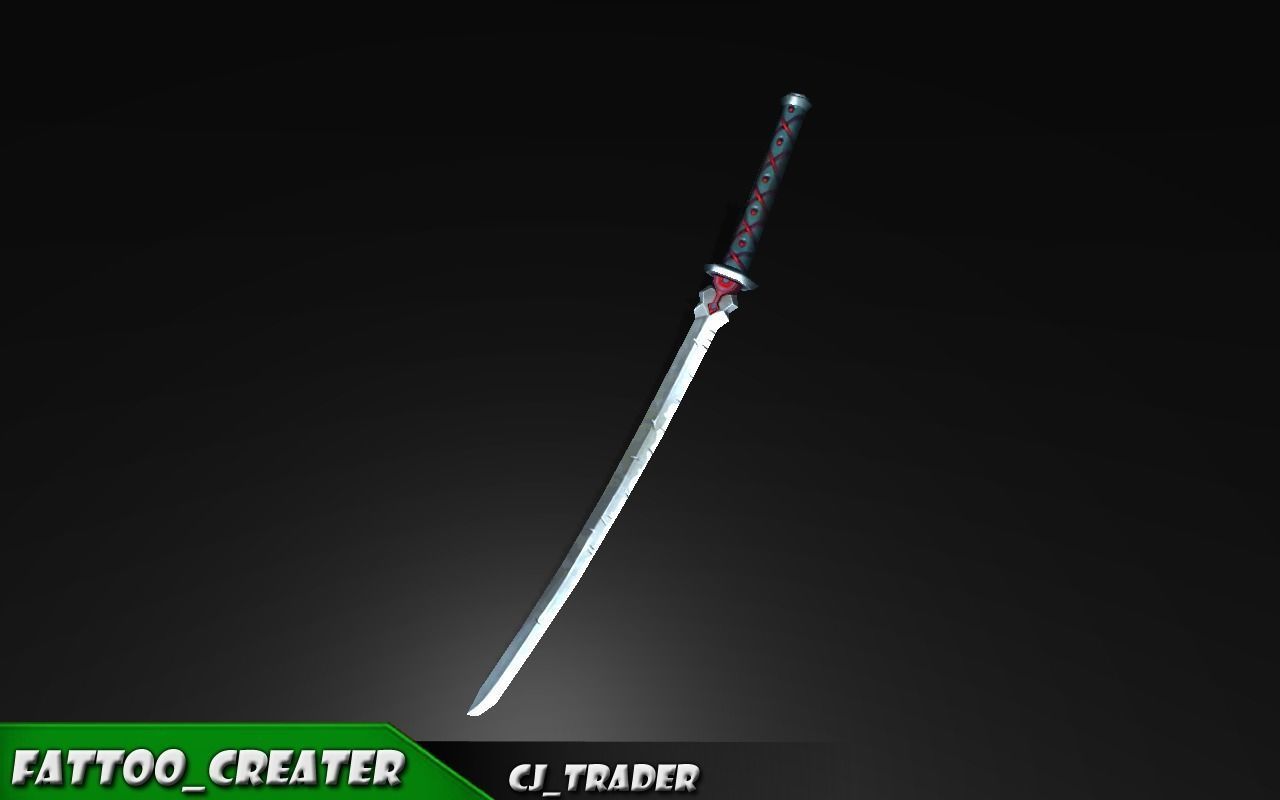 Fantasy Samurai Sword Low-Poly 3d model Low-poly 3D model_3