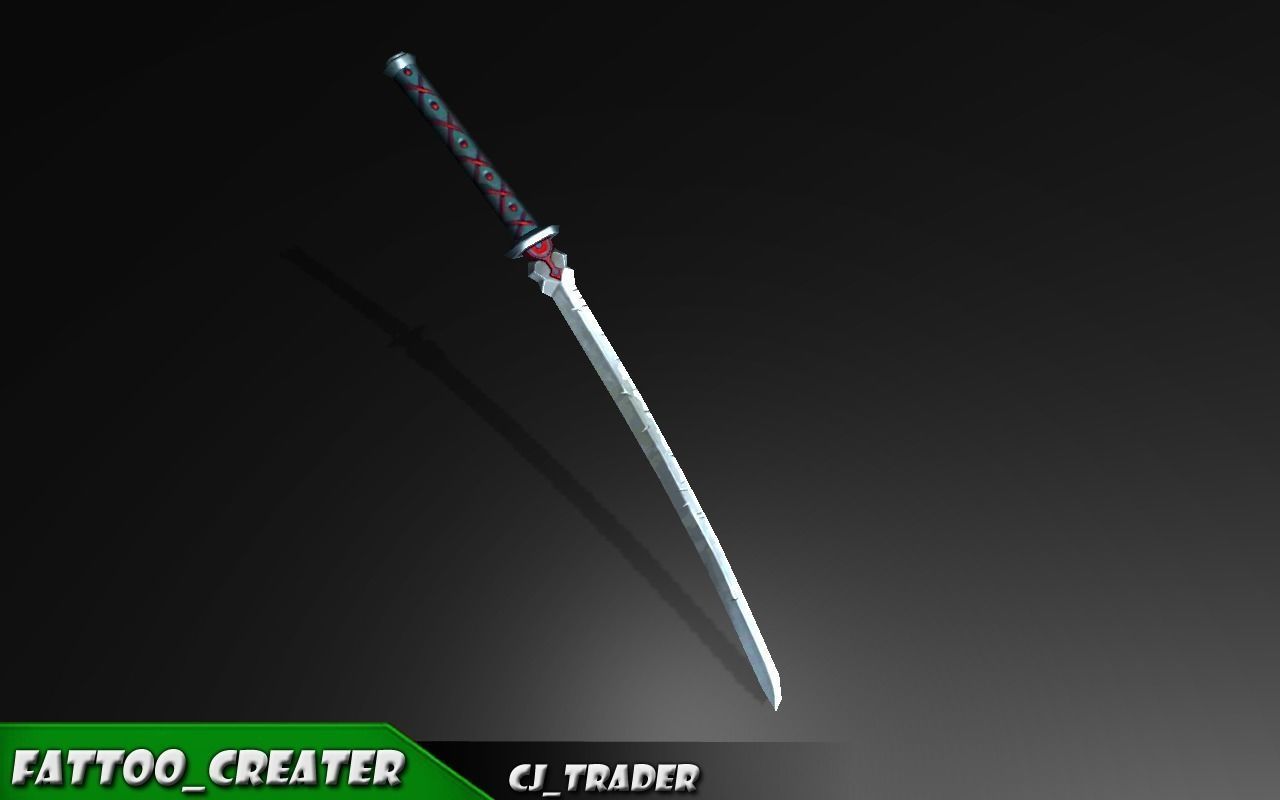 Fantasy Samurai Sword Low-Poly 3d model Low-poly 3D model_4