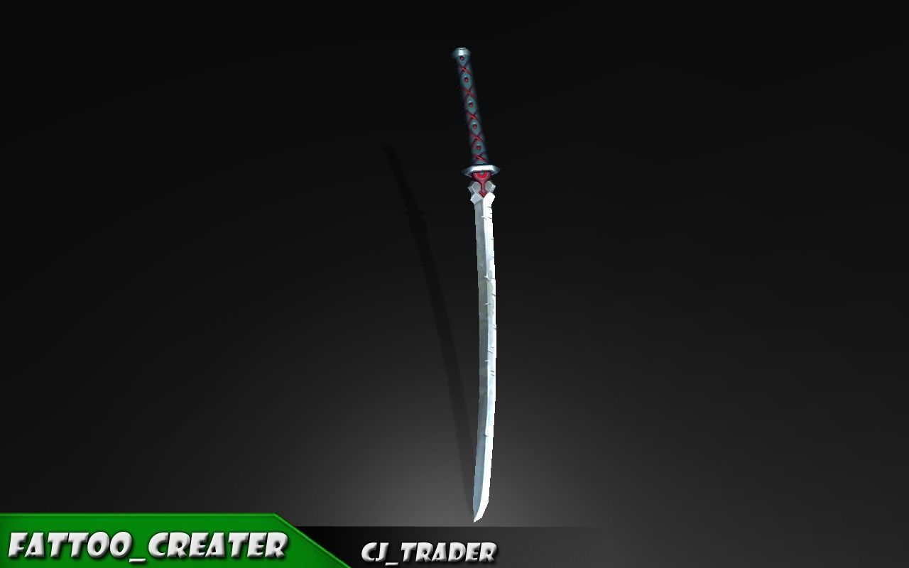 Fantasy Samurai Sword Low-Poly 3d model Low-poly 3D model_5