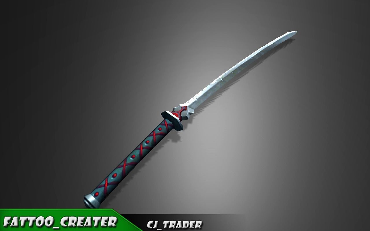 Fantasy Samurai Sword Low-Poly 3d model Low-poly 3D model_1