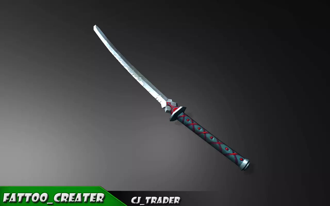 Fantasy Samurai Sword Low-Poly 3d model Low-poly 3D model_0