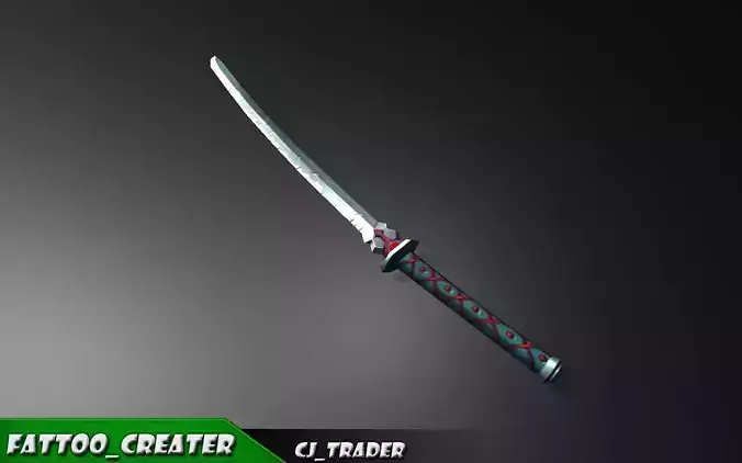Fantasy Samurai Sword Low-Poly 3d model Low-poly 3D model