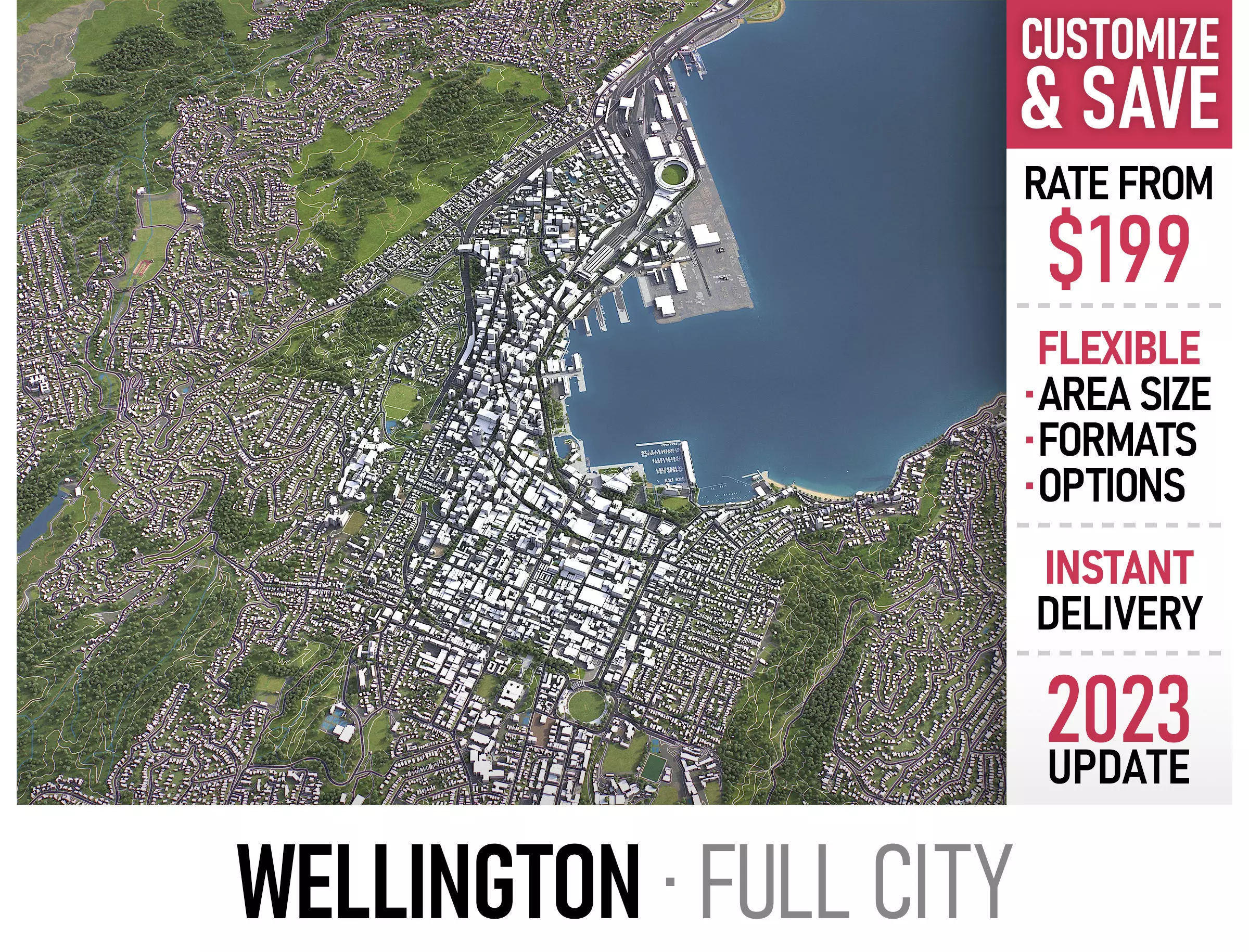 Wellington - 3D City Model Low-poly 3D model_0