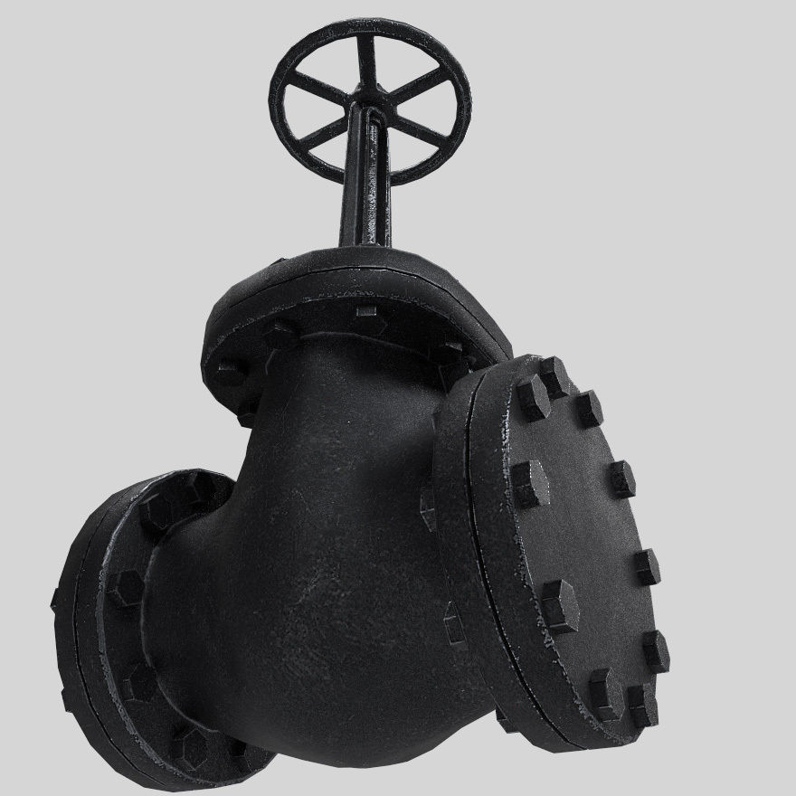 Big pipe check valve Low-poly 3D model_3