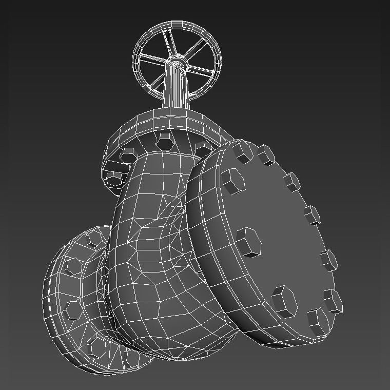 Big pipe check valve Low-poly 3D model_6