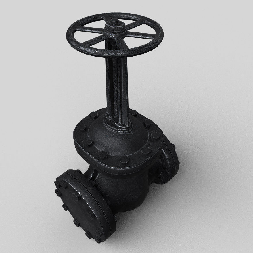 Big pipe check valve Low-poly 3D model_2