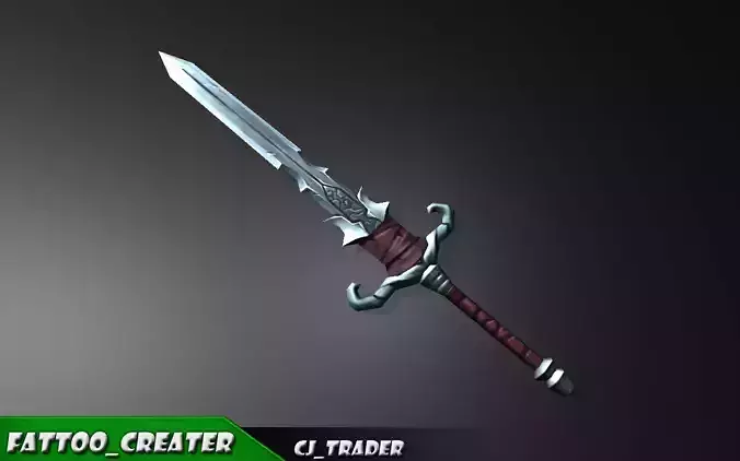Fantasy Excalibur Sword Lowpoly 3d model Low-poly 3D model