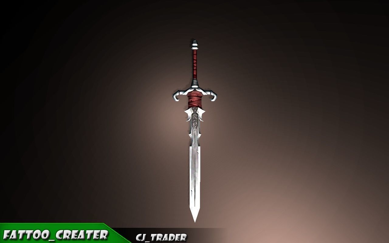 Fantasy Excalibur Sword Lowpoly 3d model Low-poly 3D model_2
