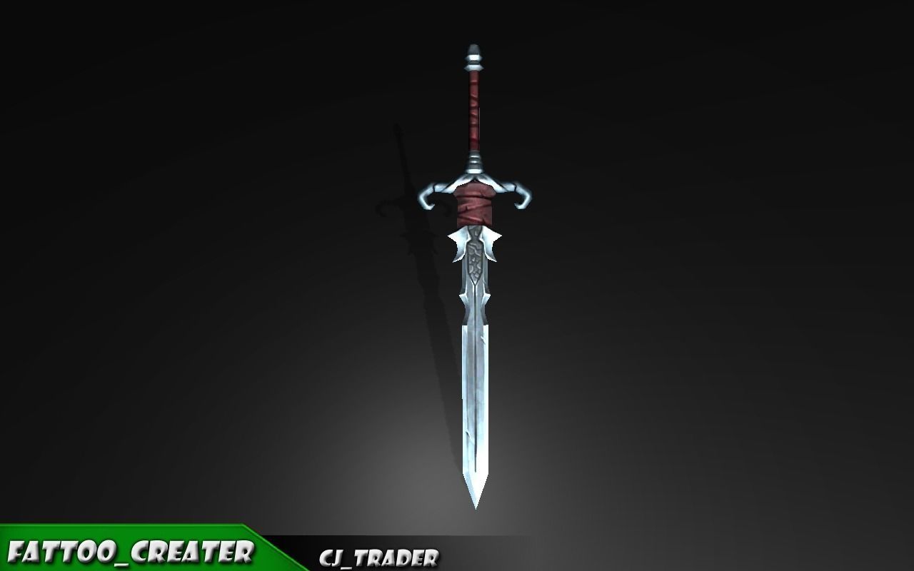 Fantasy Excalibur Sword Lowpoly 3d model Low-poly 3D model_5