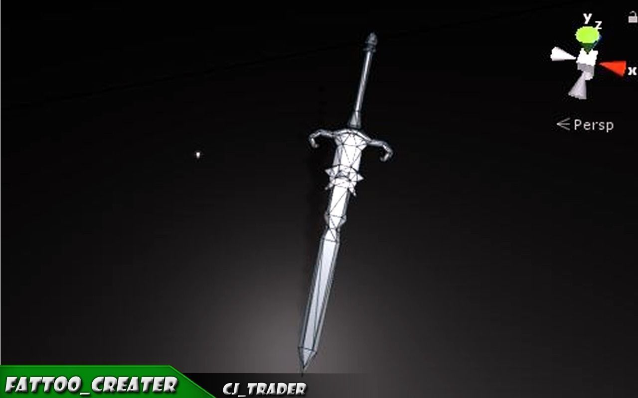 Fantasy Excalibur Sword Lowpoly 3d model Low-poly 3D model_6