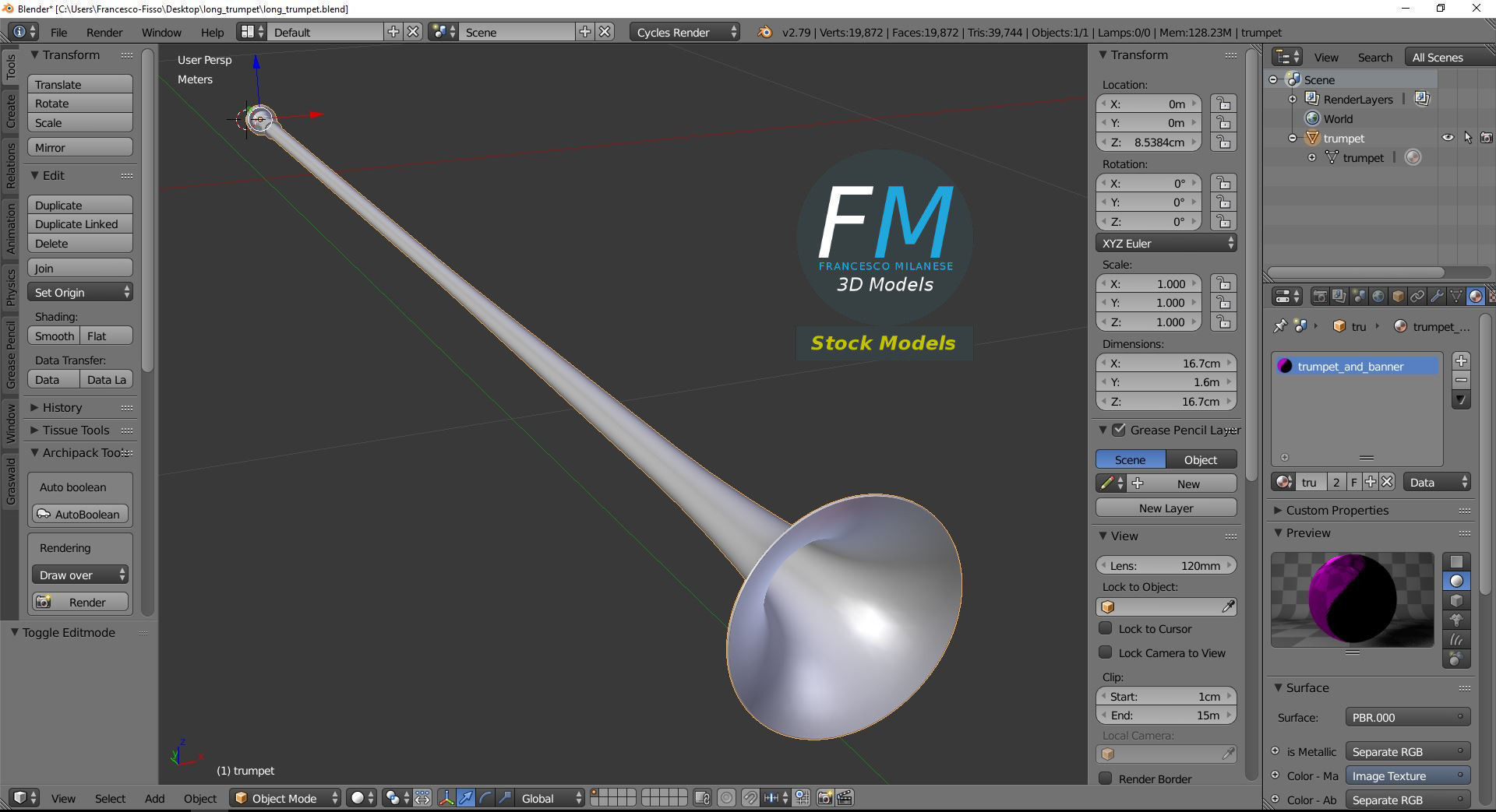 Long trumpet 3D model_9
