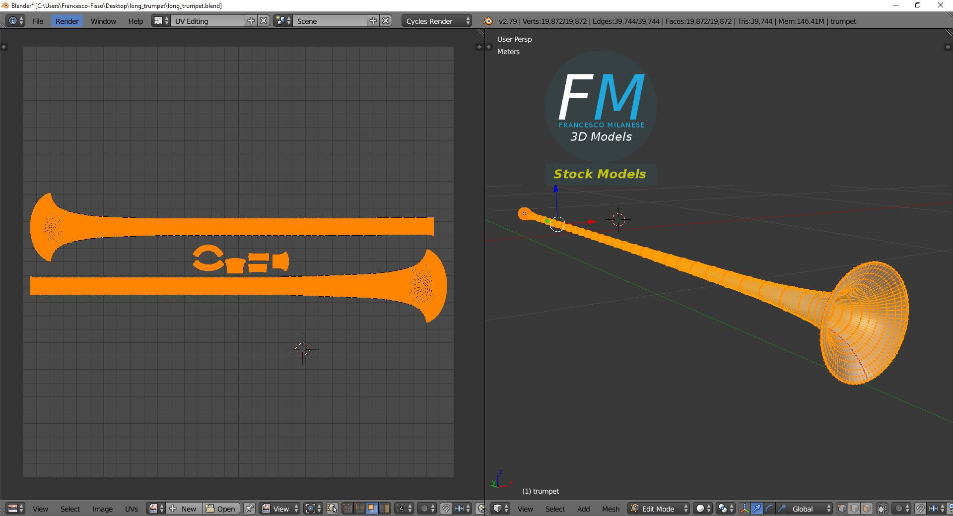 Long trumpet 3D model_10