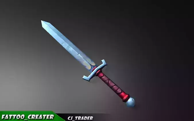 Fantasy Sword 3D Lowpoly Model Low-poly 3D model