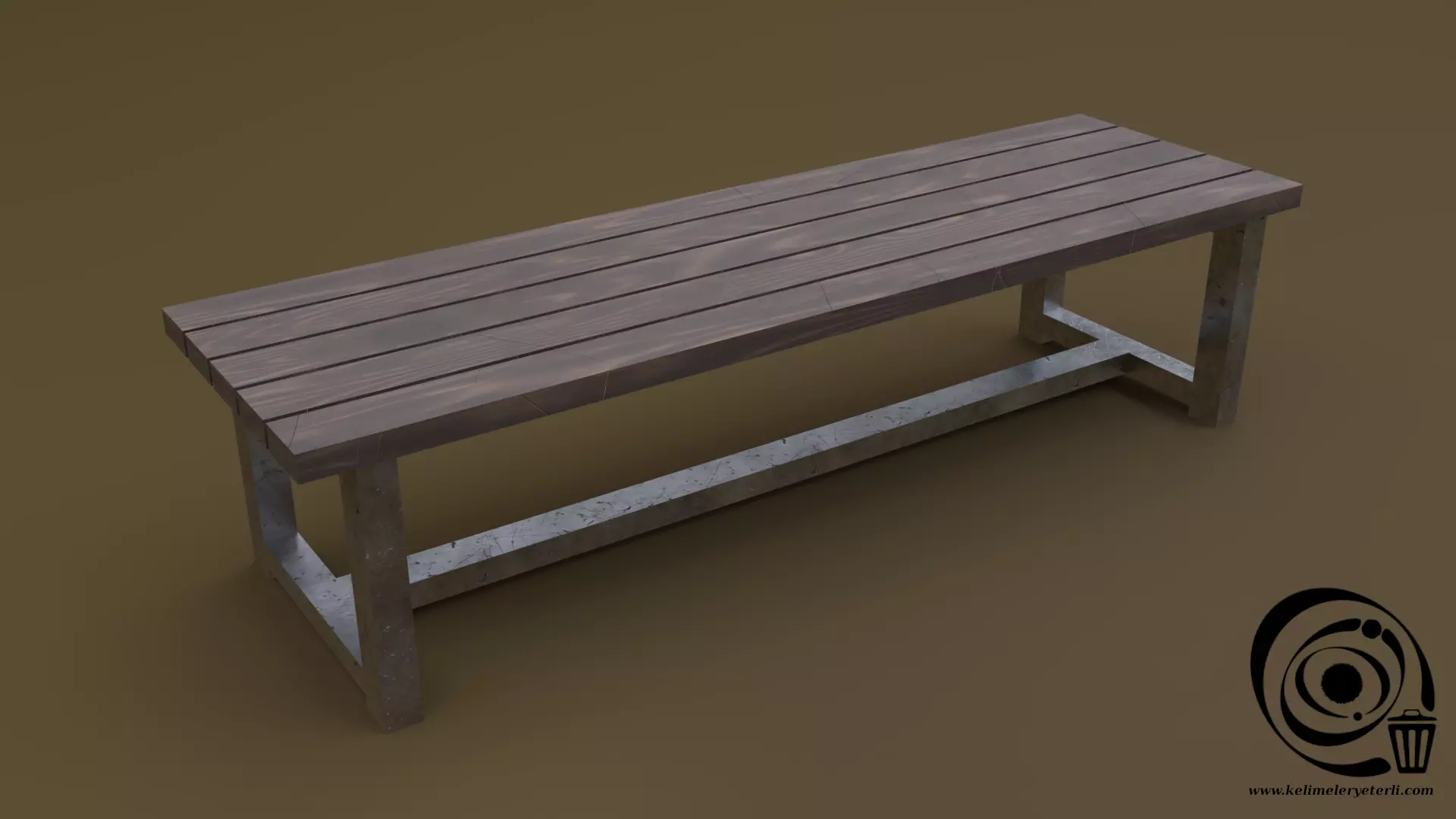 Bench 04 Low-poly 3D model_0