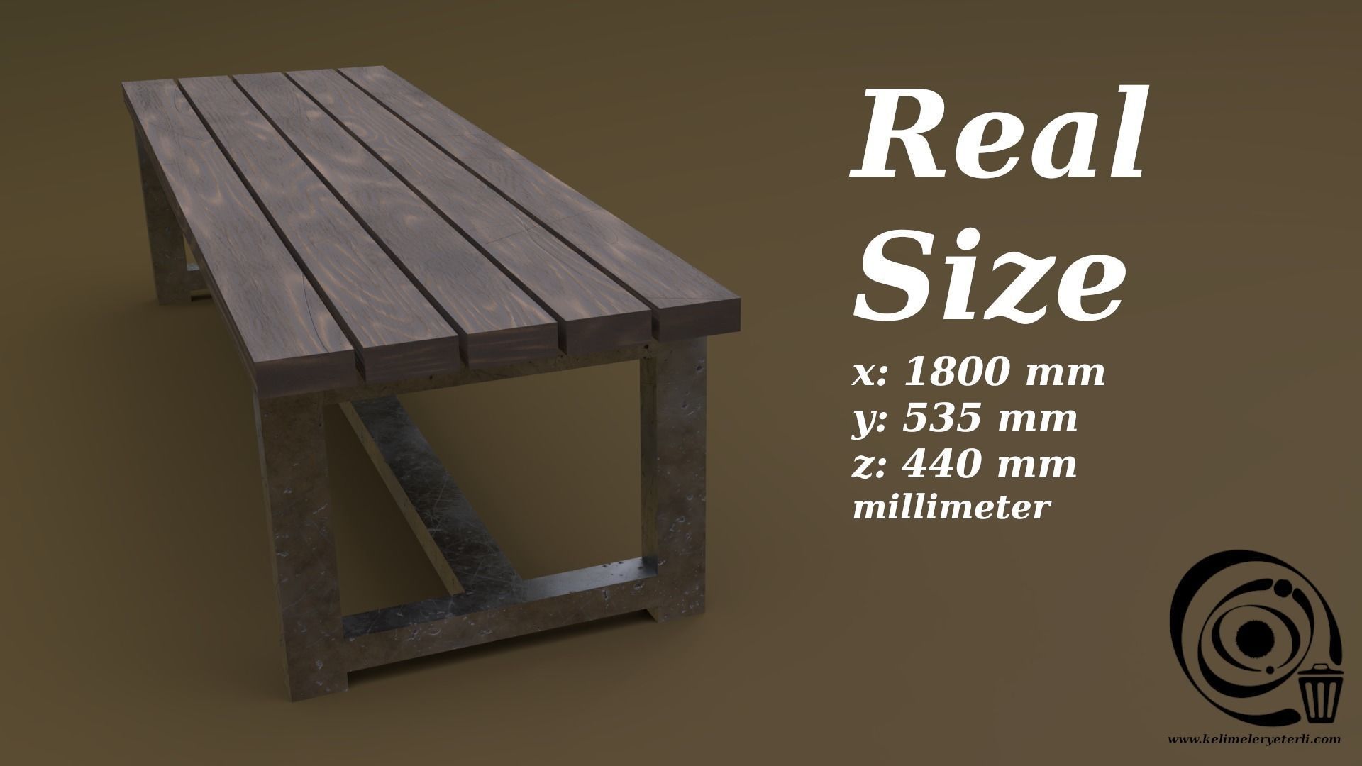 Bench 04 Low-poly 3D model_3