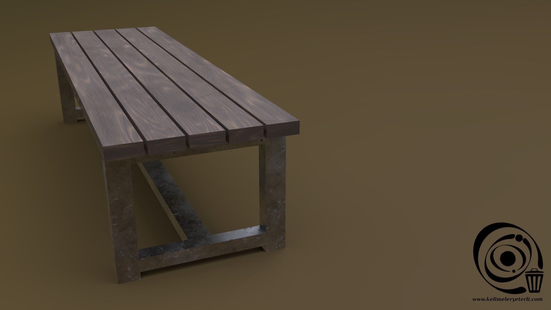 Bench 04 Low-poly 3D model_1