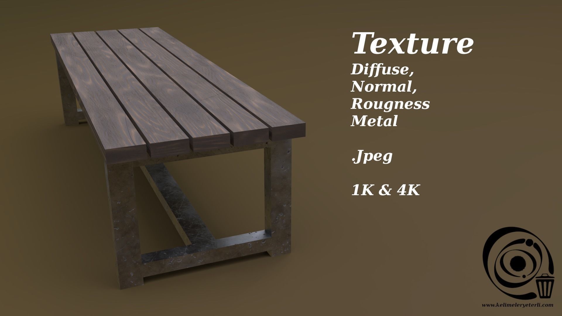 Bench 04 Low-poly 3D model_4