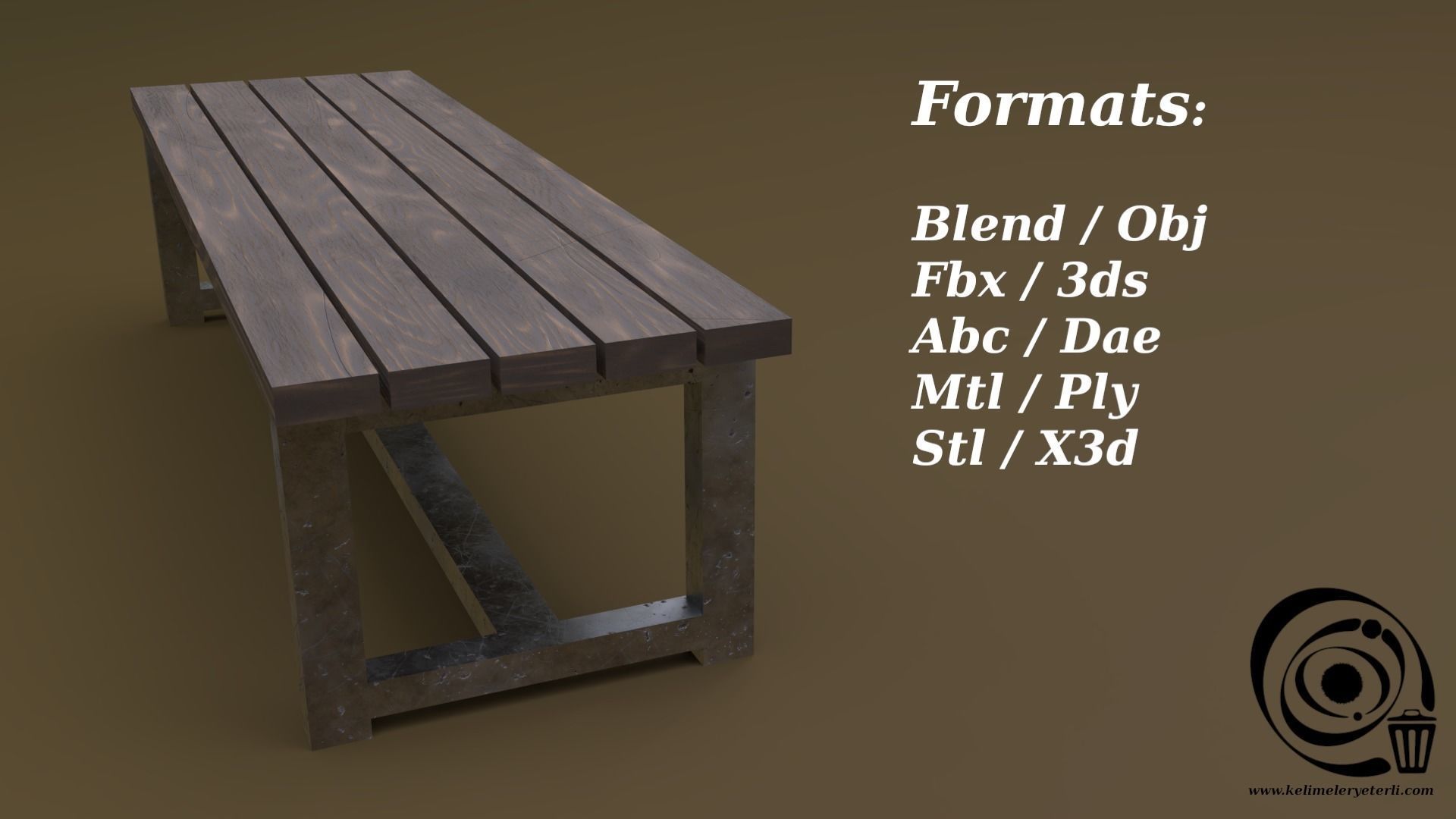 Bench 04 Low-poly 3D model_2