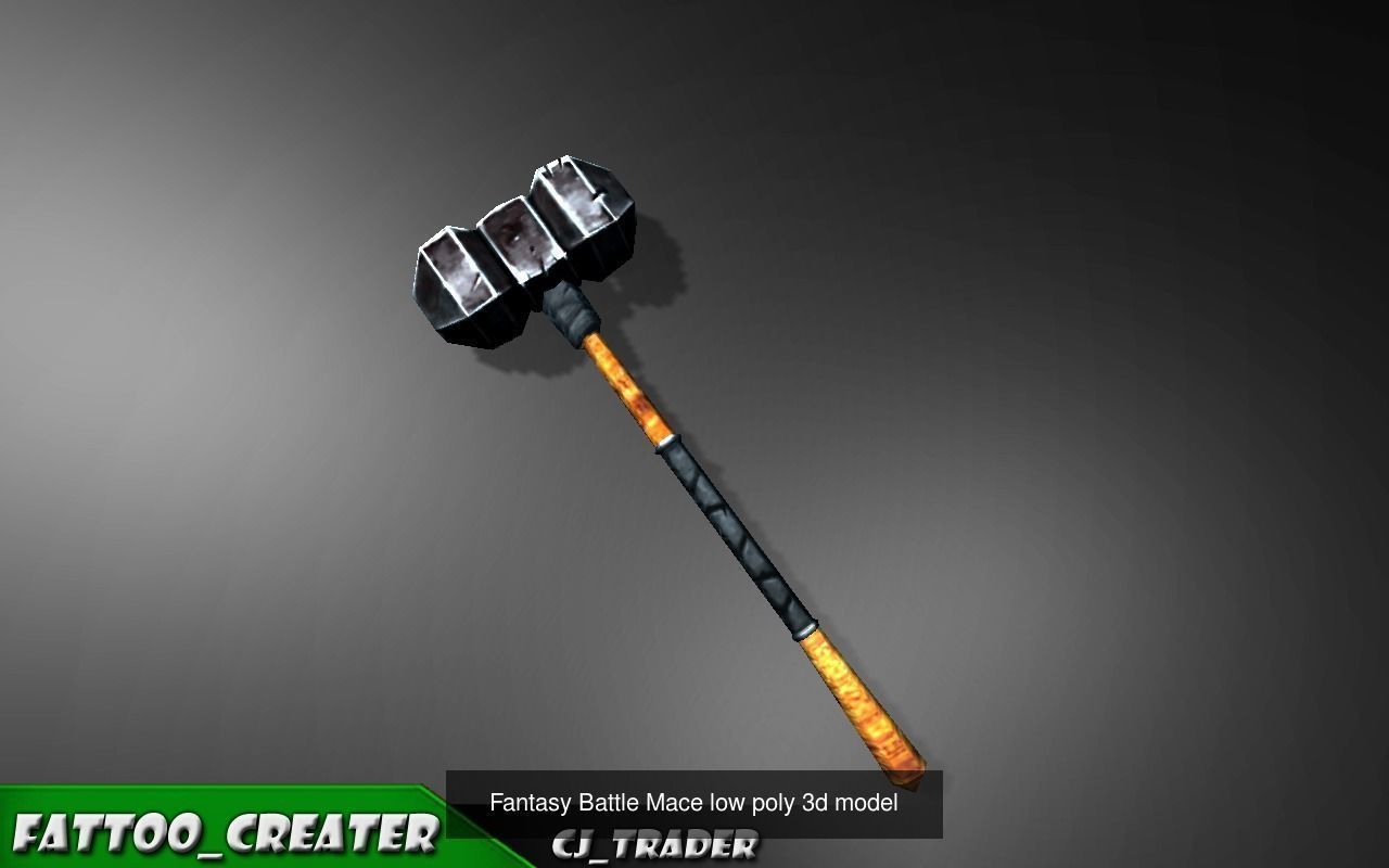 Fantasy Mace - Hammer Collection Pack Low-Poly 3D Model _5