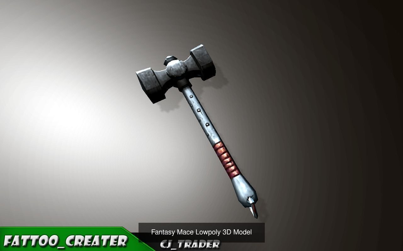 Fantasy Mace - Hammer Collection Pack Low-Poly 3D Model _2
