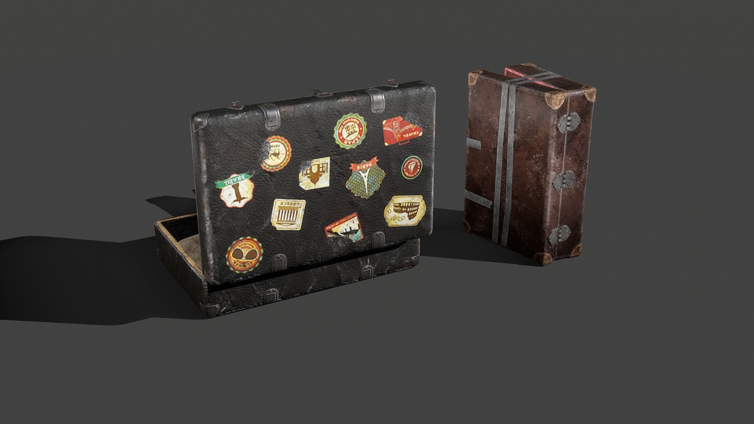 Suitcases Kit Low-poly 3D model_6