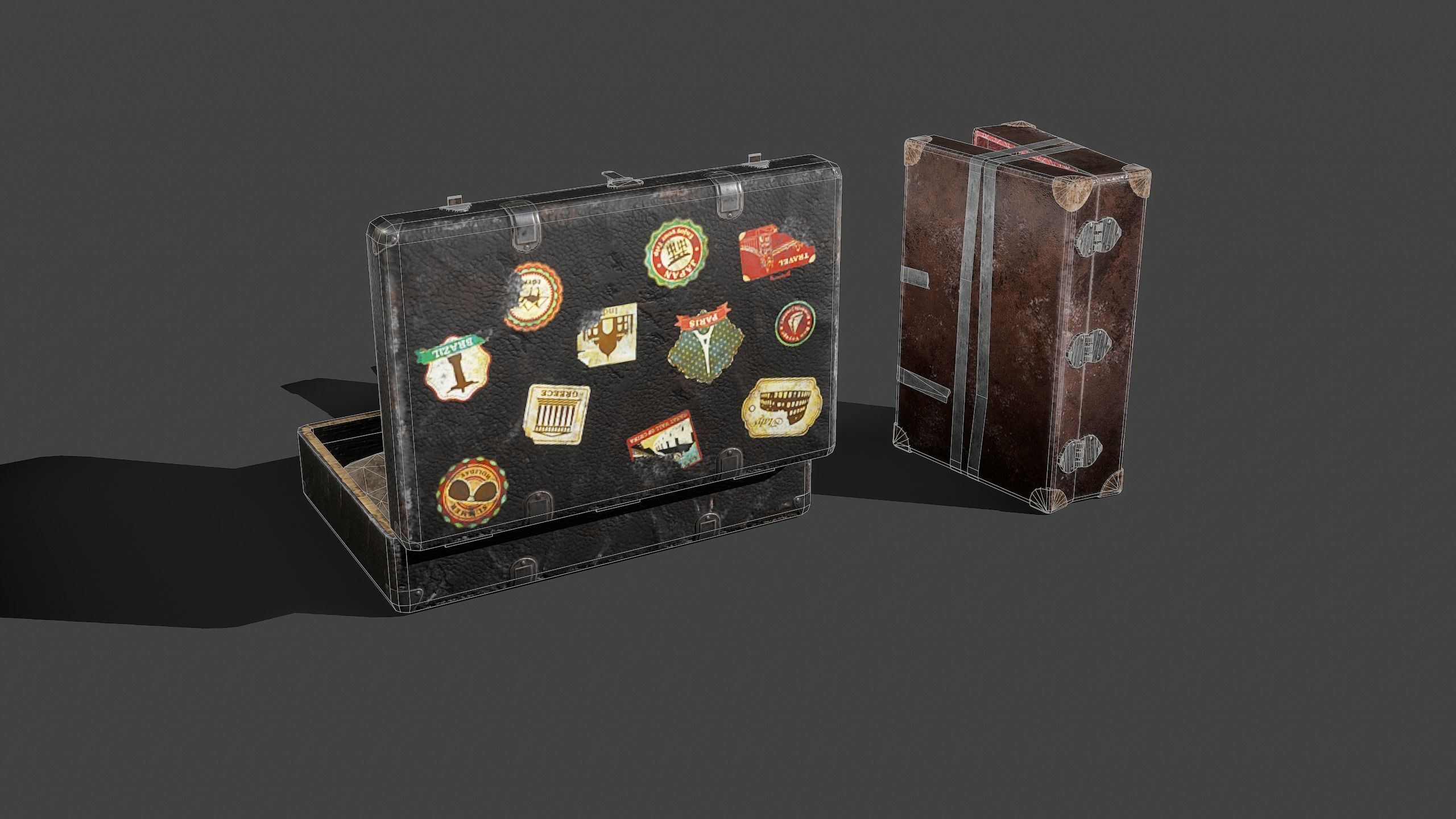 Suitcases Kit Low-poly 3D model_7
