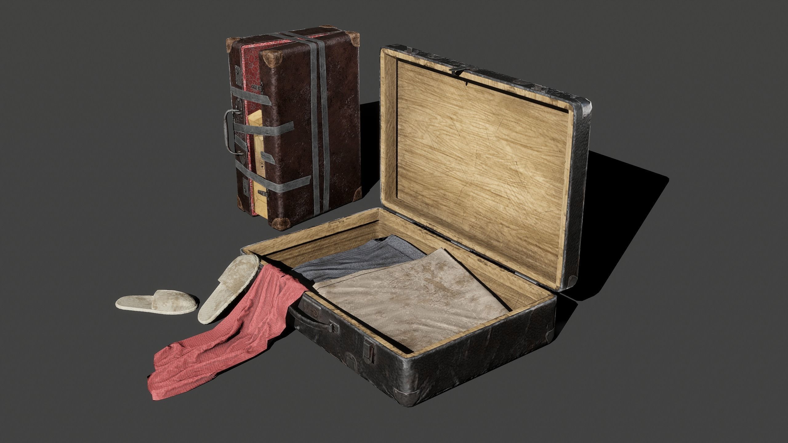 Suitcases Kit Low-poly 3D model_2