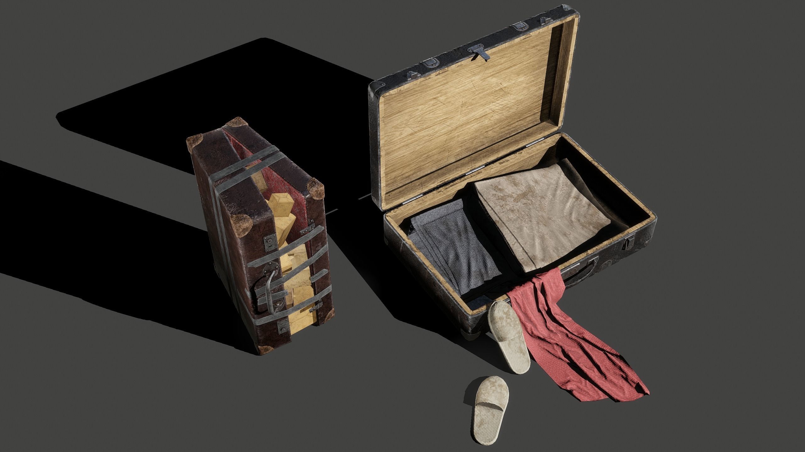 Suitcases Kit Low-poly 3D model_4