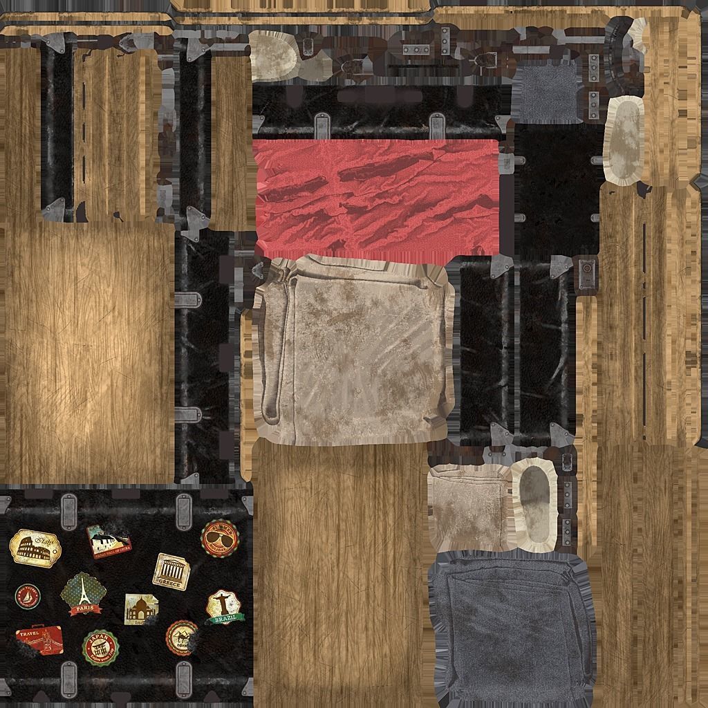 Suitcases Kit Low-poly 3D model_8