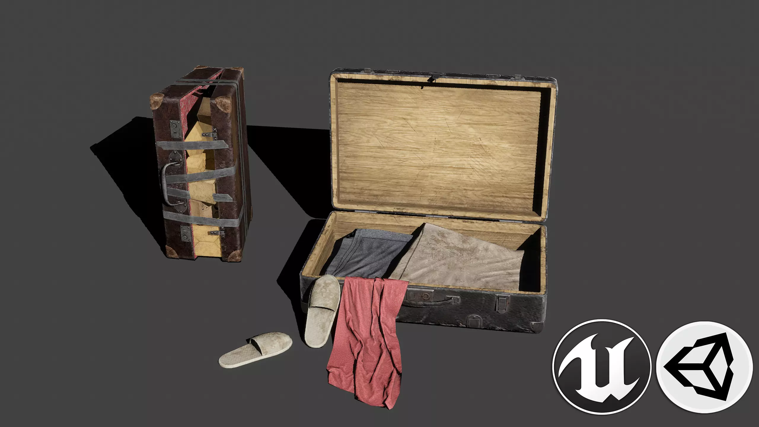 Suitcases Kit Low-poly 3D model_0