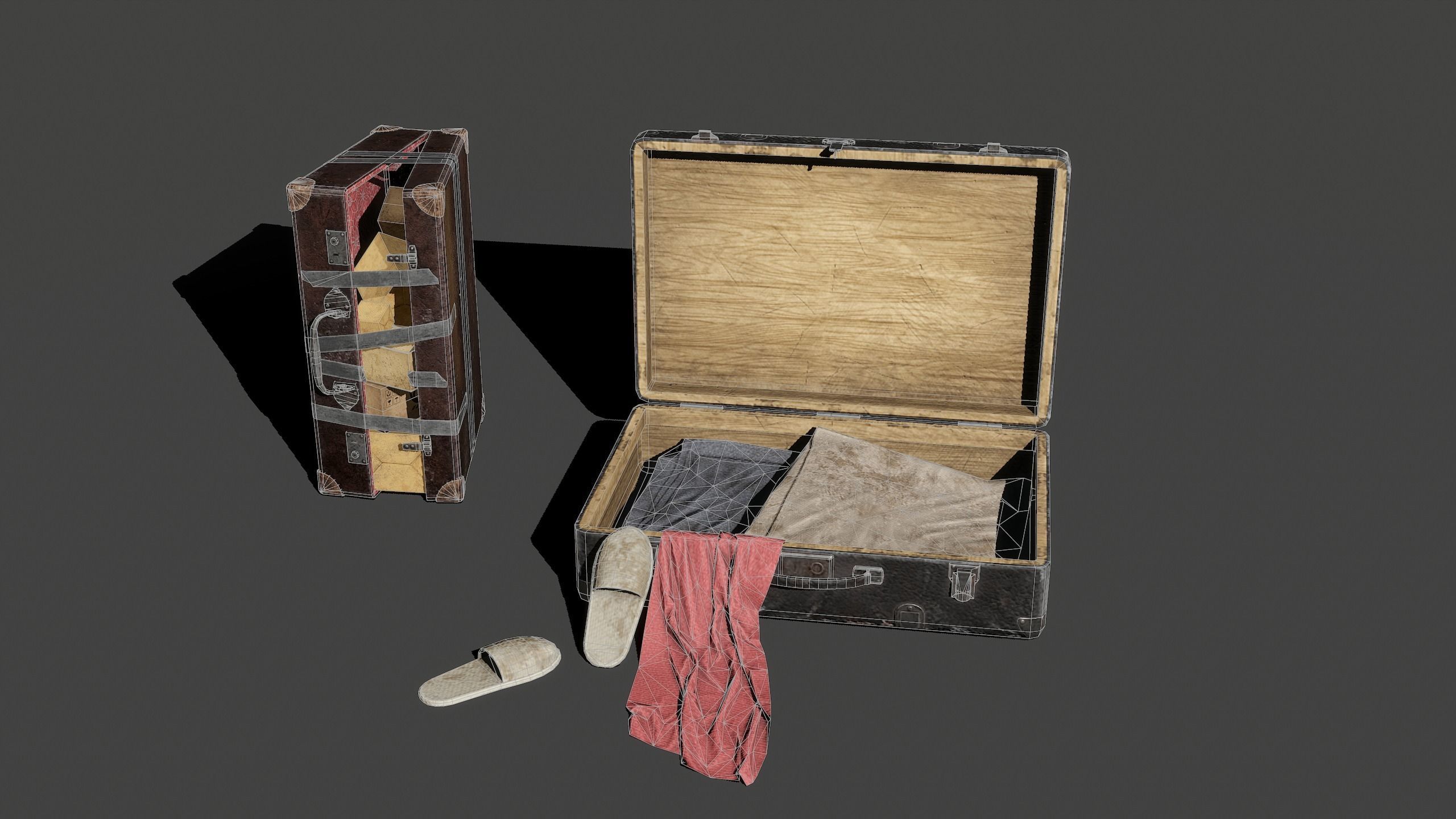 Suitcases Kit Low-poly 3D model_1