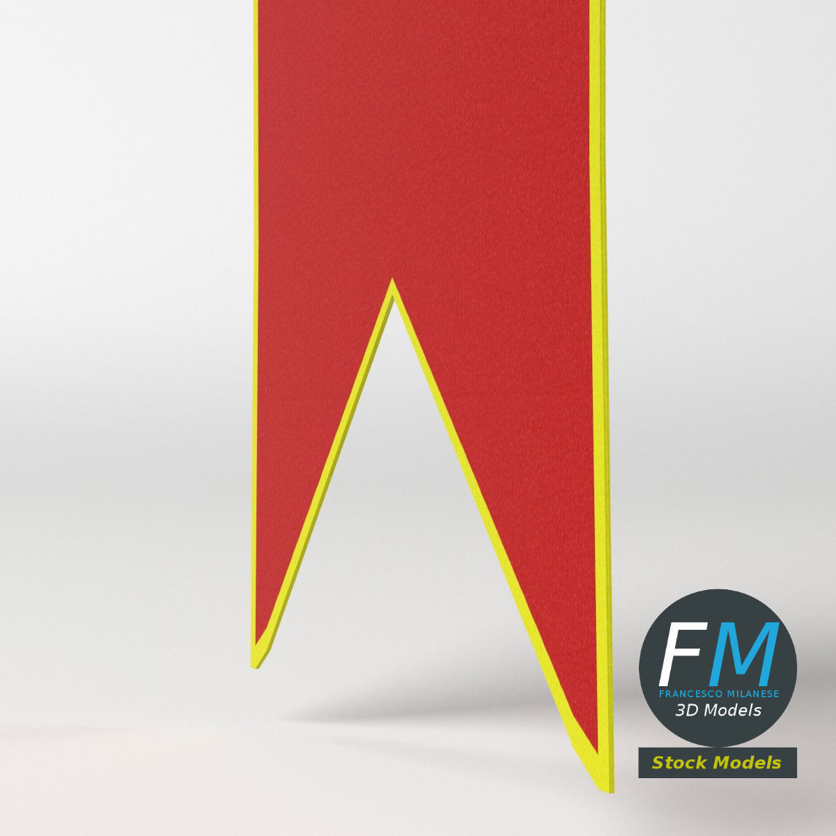 Small medieval trumpet with banner 3D model_5