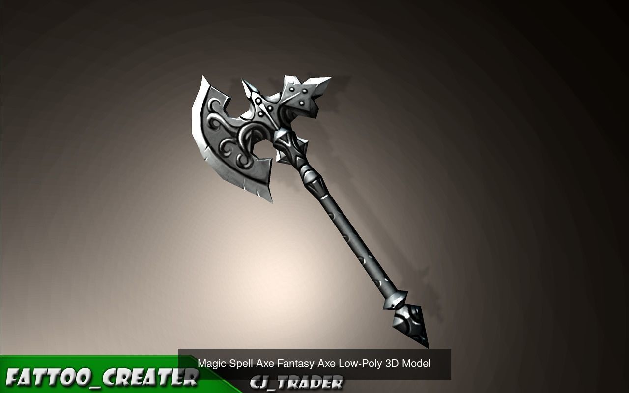 Fantasy Axe Collection Pack Low-Poly 3D Model _12