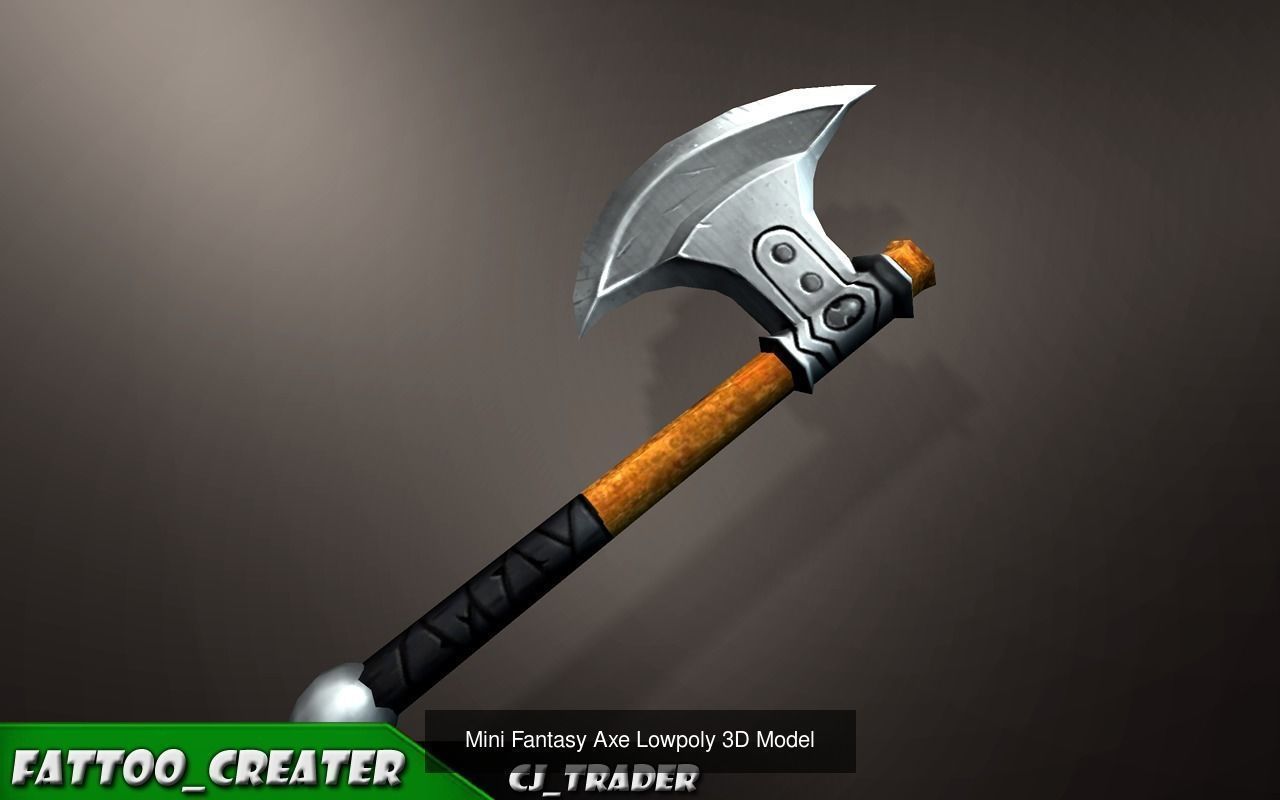 Fantasy Axe Collection Pack Low-Poly 3D Model _7