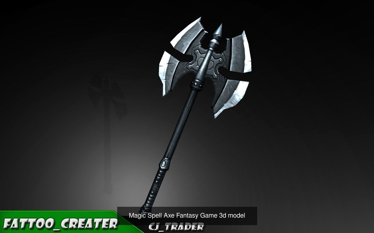 Fantasy Axe Collection Pack Low-Poly 3D Model _14
