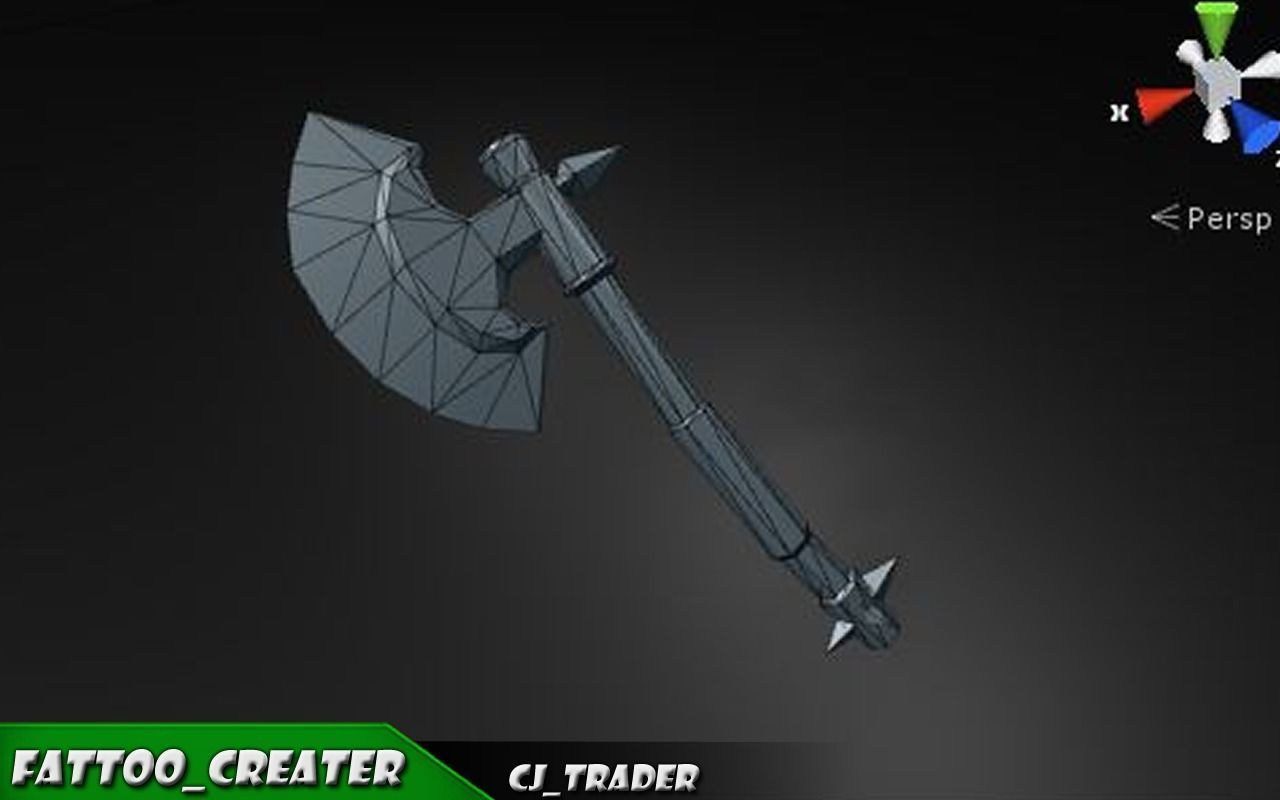 Fantasy Axe Collection Pack Low-Poly 3D Model _20