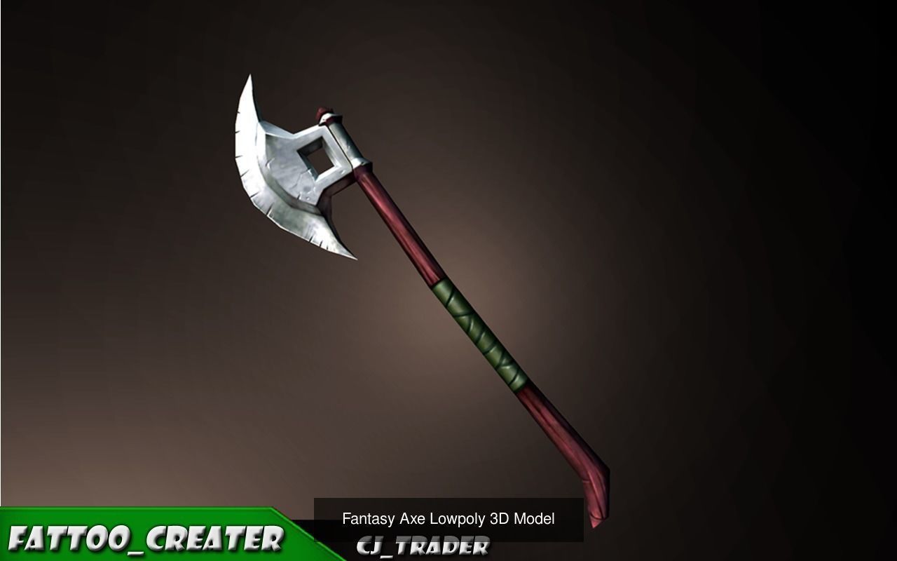 Fantasy Axe Collection Pack Low-Poly 3D Model _2
