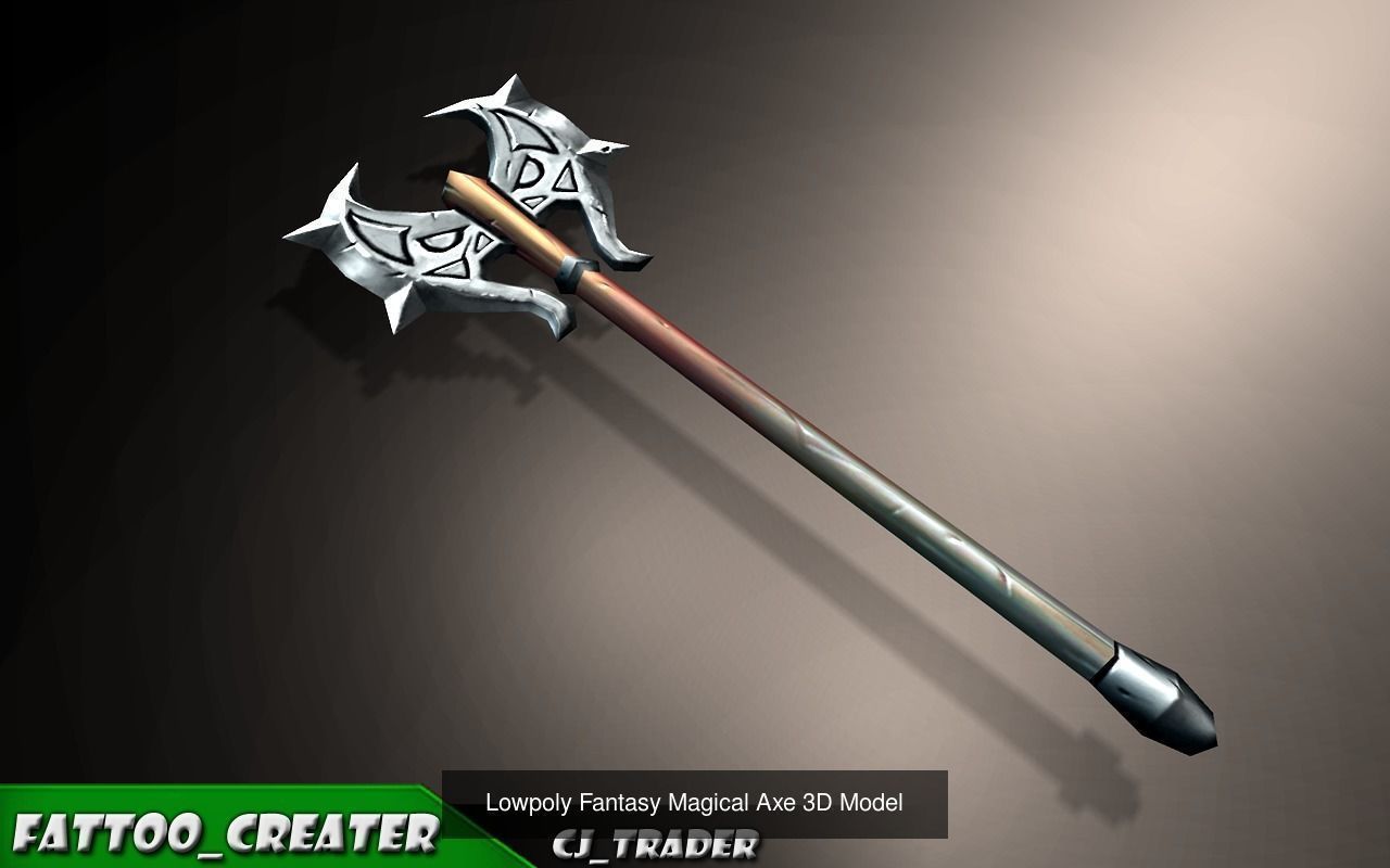 Fantasy Axe Collection Pack Low-Poly 3D Model _5