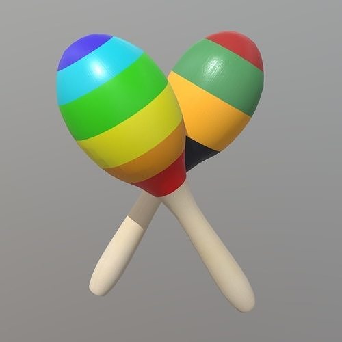 Maracas two colorful Low-poly 3D model
