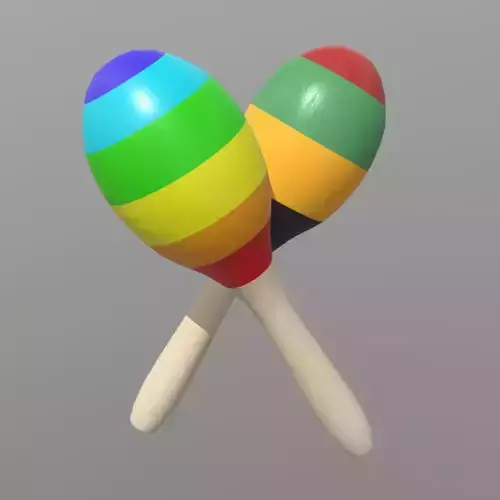 Maracas two colorful Low-poly 3D model