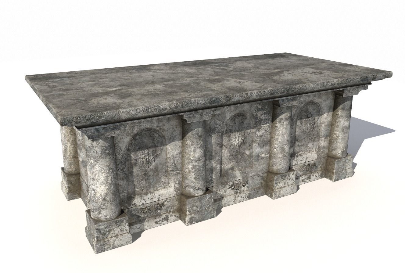 Old stone altar Low-poly 3D model_2
