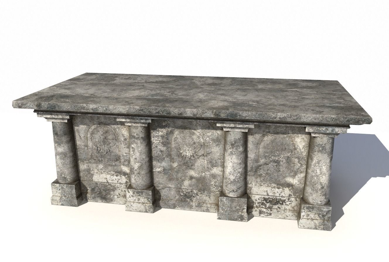 Old stone altar Low-poly 3D model_3