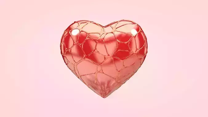 Heart covered in Web Low-poly 3D model