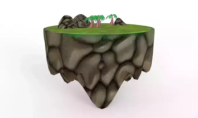 Cartoon Island Low-poly 3D model