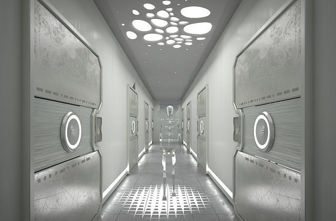 Animated Sci-Fi Corridor  Low-poly 3D model