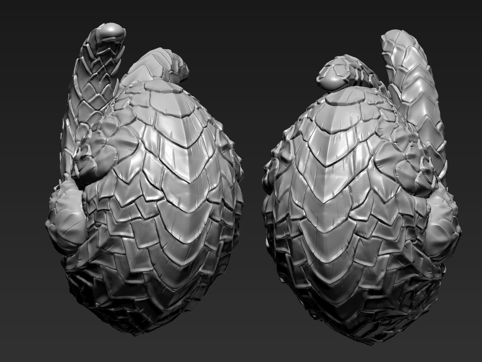 Pholidota pair of animal sculptures 3D print model_5