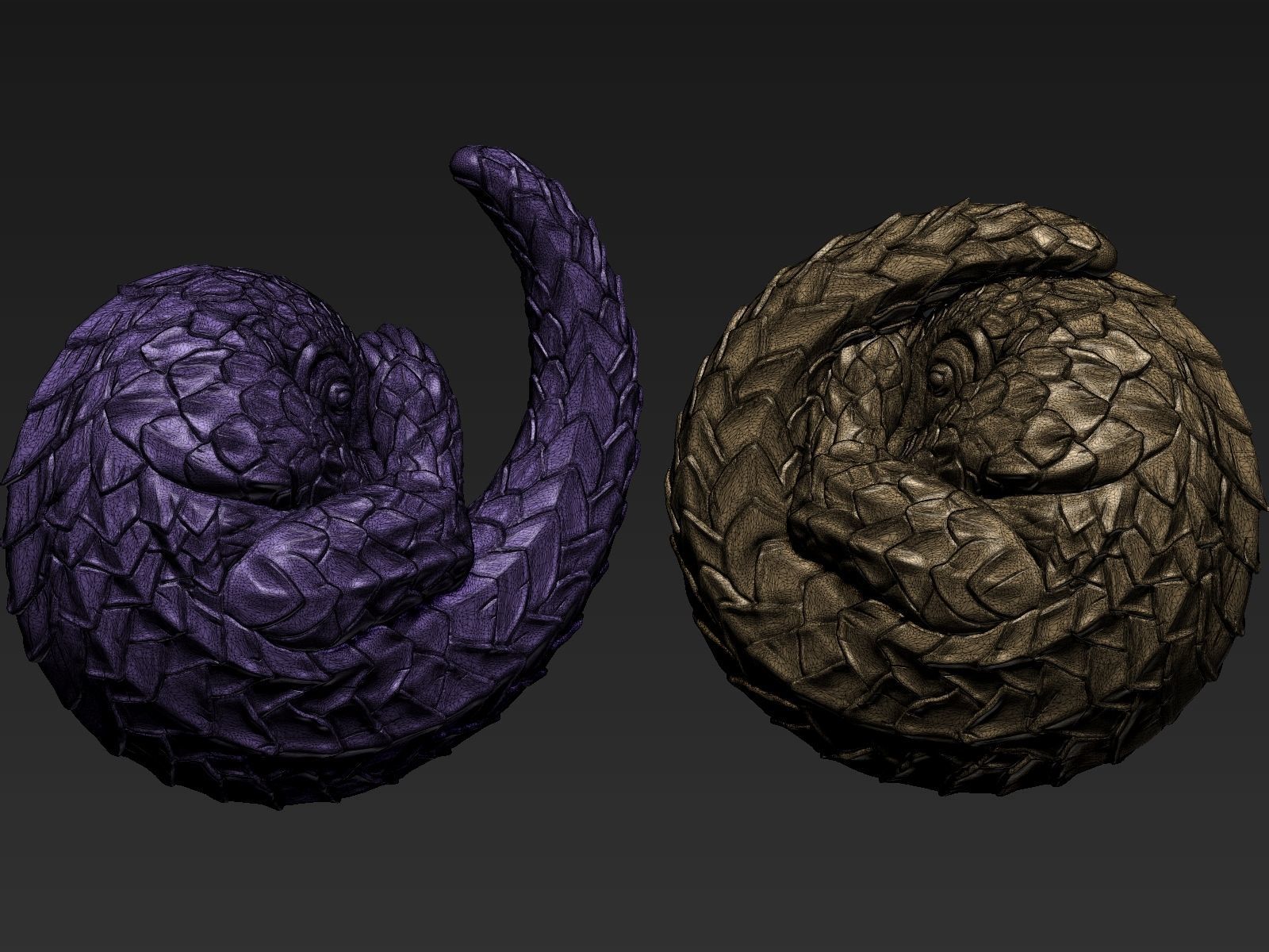 Pholidota pair of animal sculptures 3D print model_6